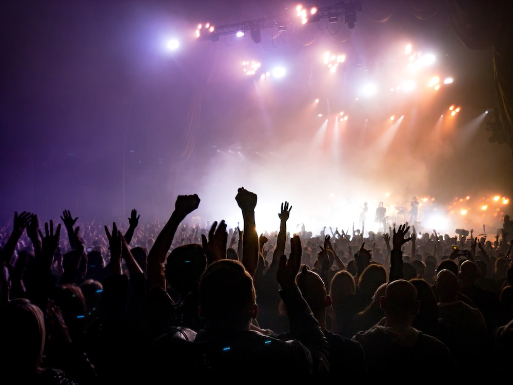 A crowd of people at a concert

Description automatically generated